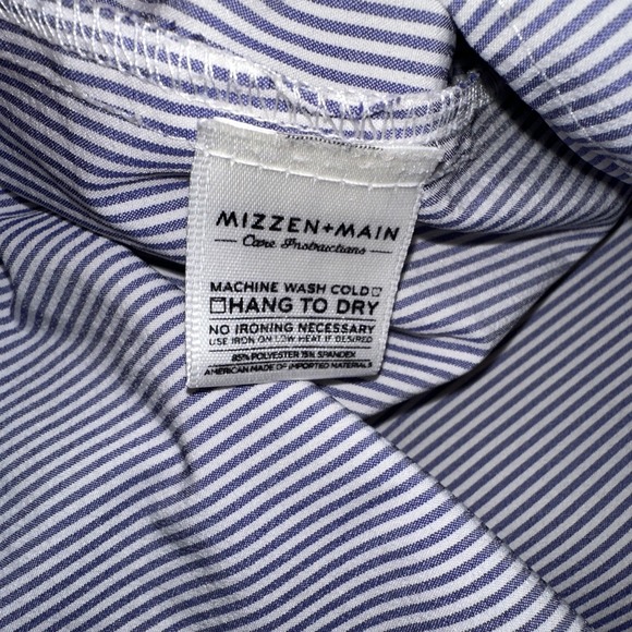 Mizzen + Main Leeward Button Up Shirt Mens XX-L Long Sleeve Blue White Striped‎ - Picture 4 of 6